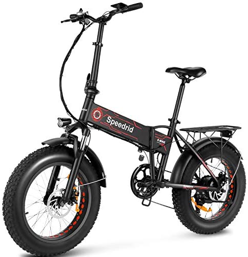 Speedrid Folding Electric Bike Fat Tire Electric Bike 500W Powerful Motor 36V 12.5Ah Removable Battery and Professional 6 Speed