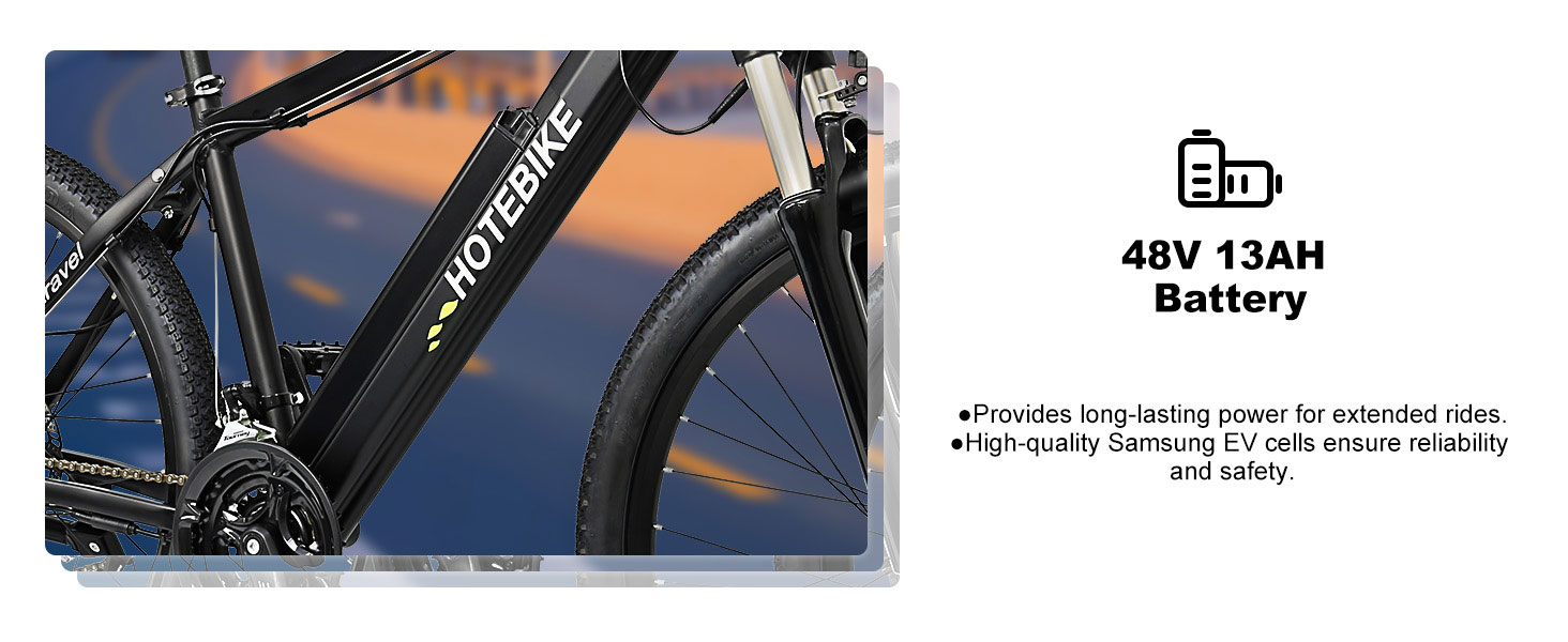 (Entrepôt du Canada) Batterie de vélo électrique 48 V 13 Ah Batterie  lithium-ion avec chargeur et port USB pour moteur de vélo de montagne 1000  W 750