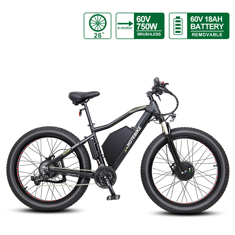 60V 750W Dual Motor Electric Fat Bike HOTEBIKE Fat Tire Bike