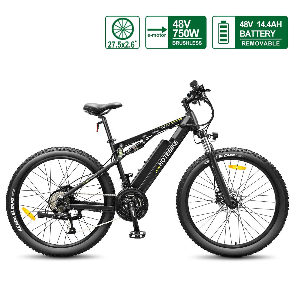 Full Suspension 27.5” x 2.6″ Tire Electric Mountain Bicycle