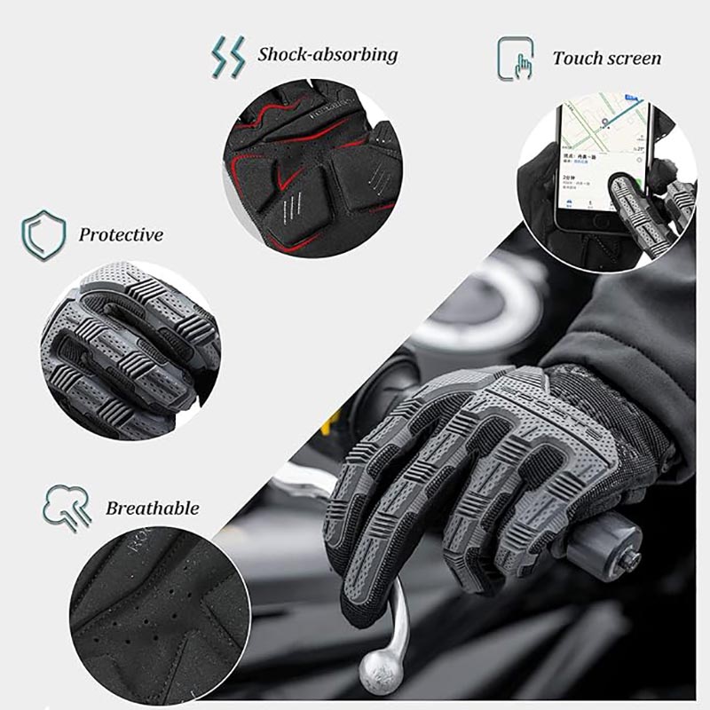 Motor Cycle Gloves with 6MM Gel Pad Touch Screen Knuckle Protection Gloves - Glove - 2
