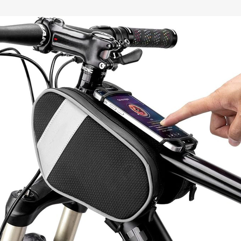 Bicycle Bag Waterproof Bike Pouch with 360° Rotation Phone Holder